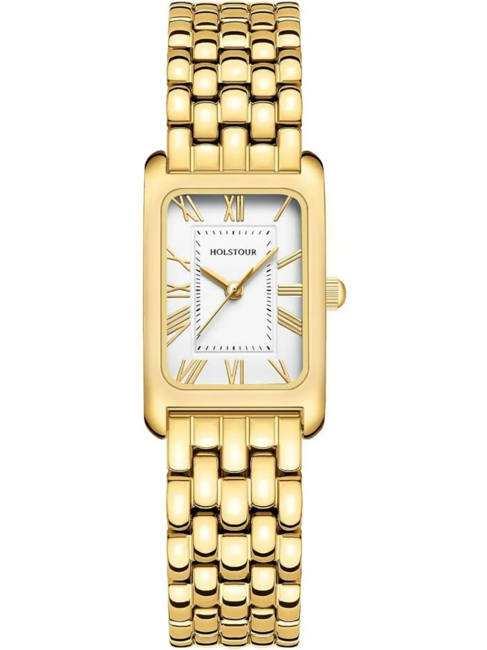 Vintage Gold Women's Watch - Roman Dial, Stainless Steel Bracelet, Elegant